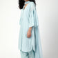 trueBrowns Blue Silver Laced Kurta- Ruffled Pant-Dupatta | Swadesiicart
