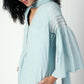 trueBrowns Blue Silver Laced Kurta- Ruffled Pant-Dupatta | Swadesiicart