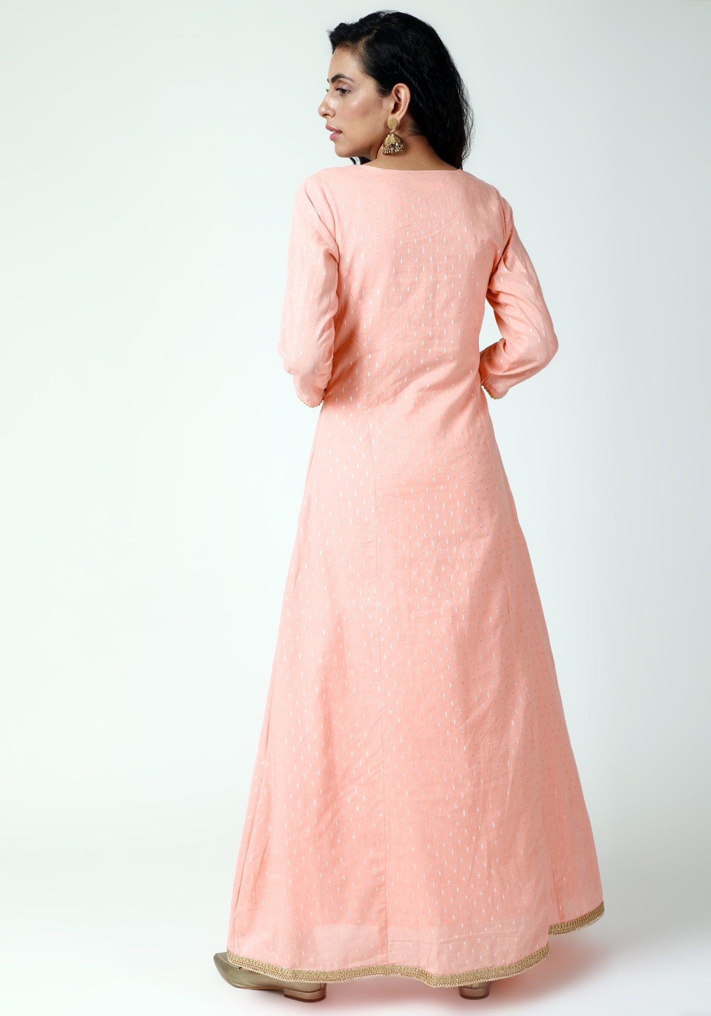 trueBrowns Peach Lace Kurta-Pant-Dupatta | Swadesiicart
