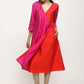 trueBrowns Pink Contrast Overlap Dress | Swadesiicart