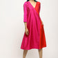 trueBrowns Pink Contrast Overlap Dress | Swadesiicart