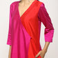trueBrowns Pink Contrast Overlap Dress | Swadesiicart