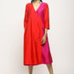 trueBrowns Orange Contrast Overlap Dress | Swadesiicart