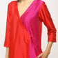 trueBrowns Orange Contrast Overlap Dress | Swadesiicart