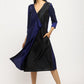 trueBrowns Blue Contrast Overlap Dress | Swadesiicart
