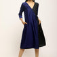 trueBrowns Blue Contrast Overlap Dress | Swadesiicart