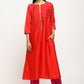 trueBrowns Orange Laced Kurta Set | Swadesiicart