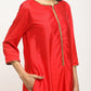 trueBrowns Orange Laced Kurta Set | Swadesiicart