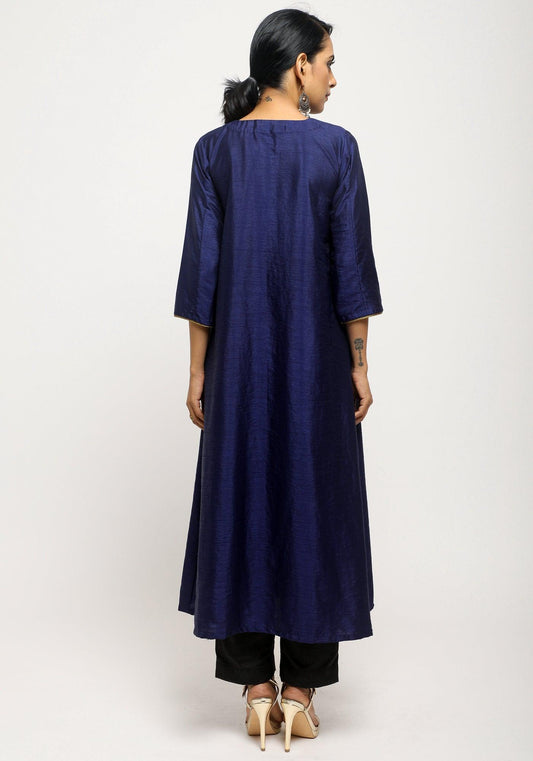 trueBrowns Blue Laced Kurta Set | Swadesiicart