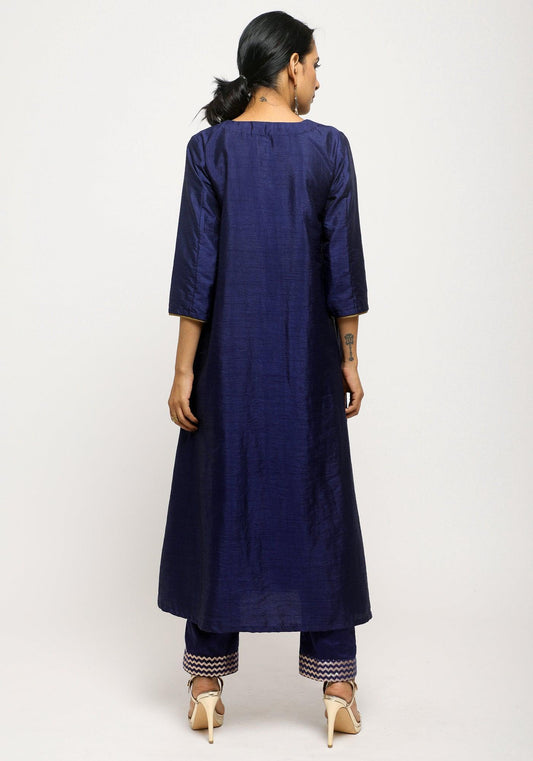 trueBrowns Blue Laced Kurta- Foil Pant | Swadesiicart