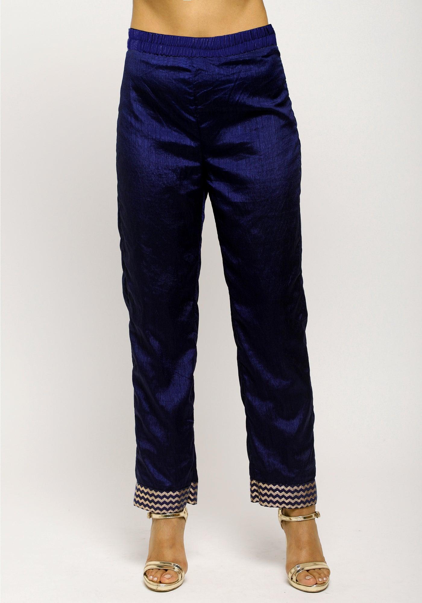 trueBrowns Blue Laced Kurta- Foil Pant | Swadesiicart