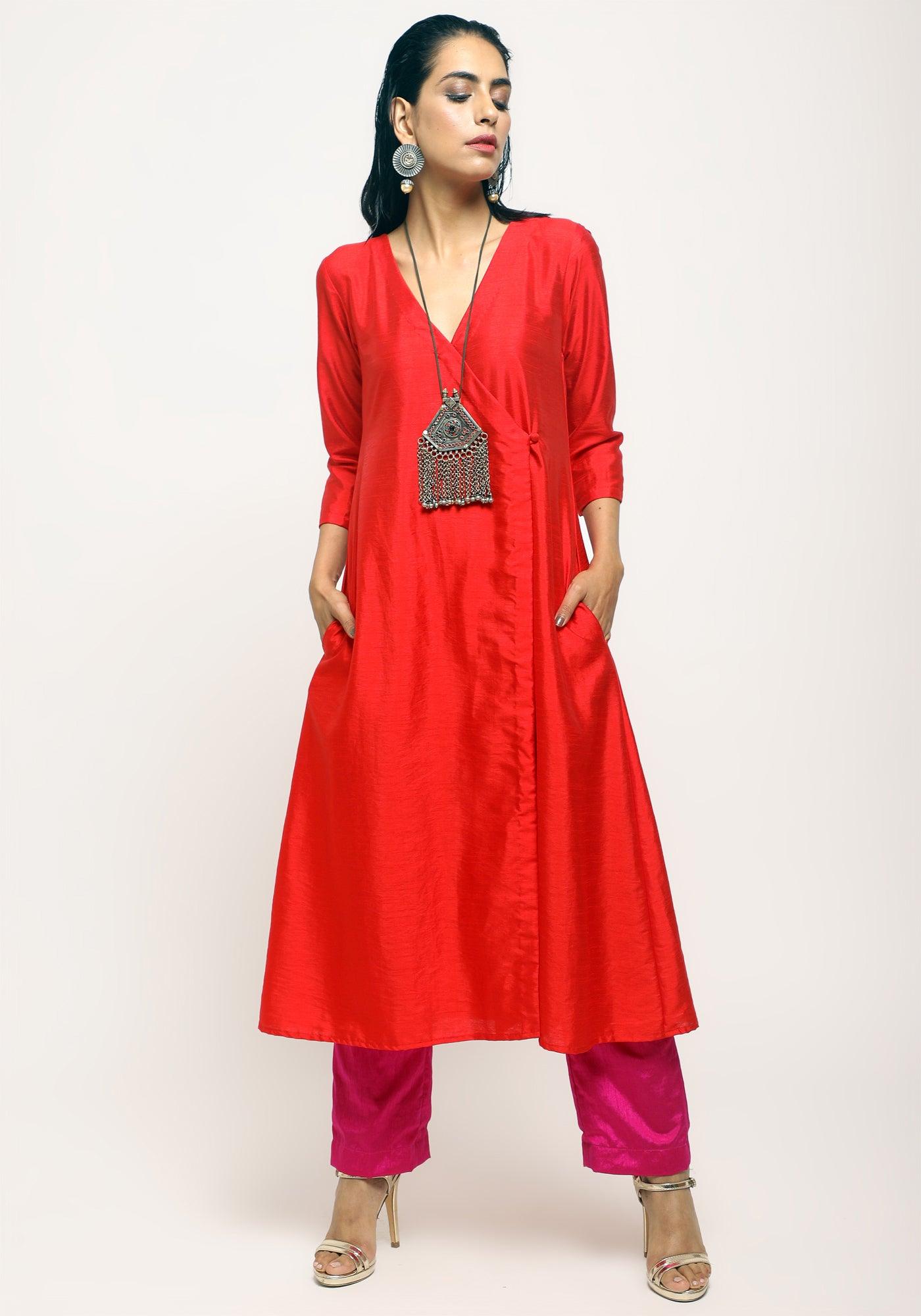trueBrowns Orange Angrakha Set | Swadesiicart
