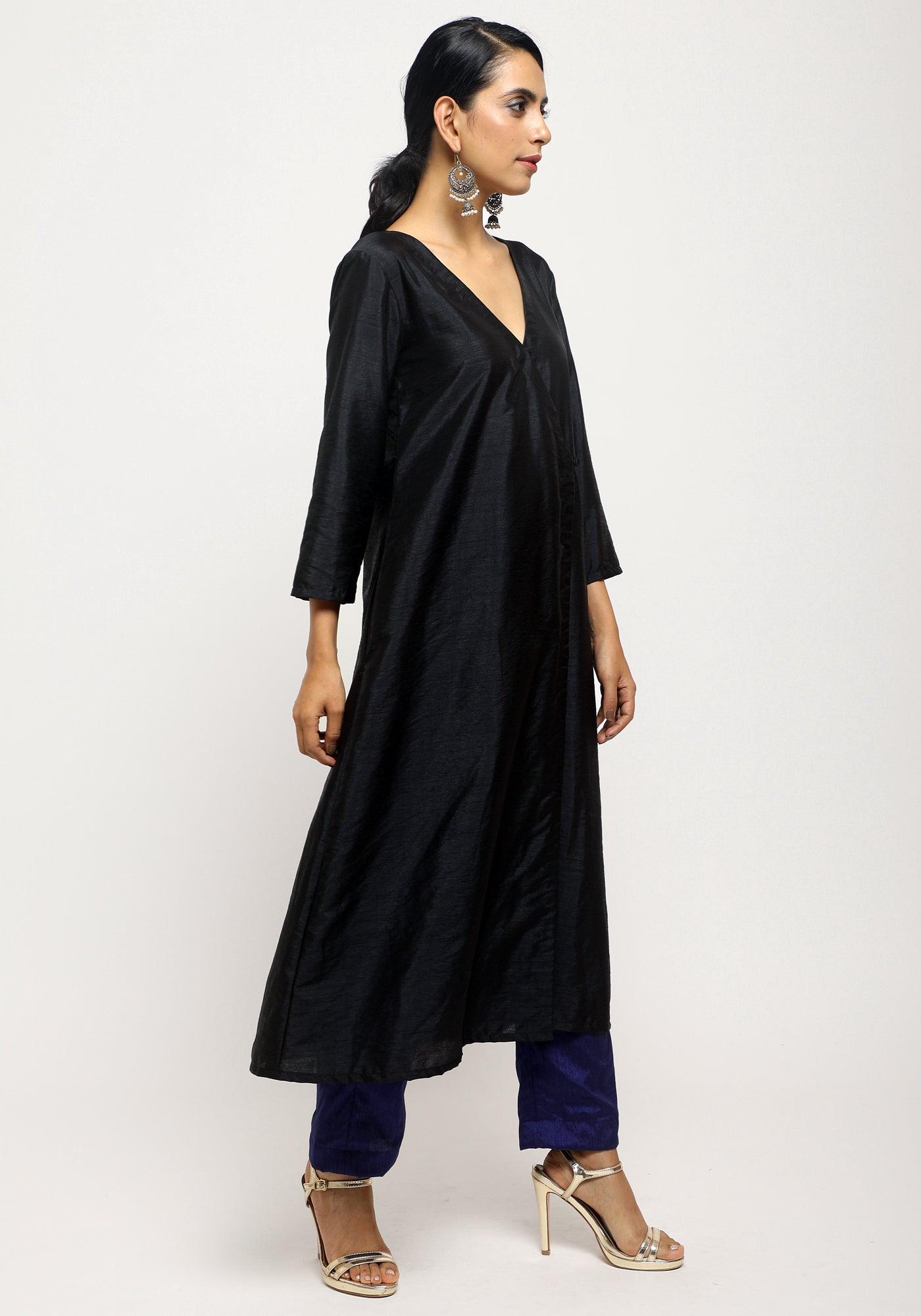 trueBrowns Black Angrakha Set | Swadesiicart