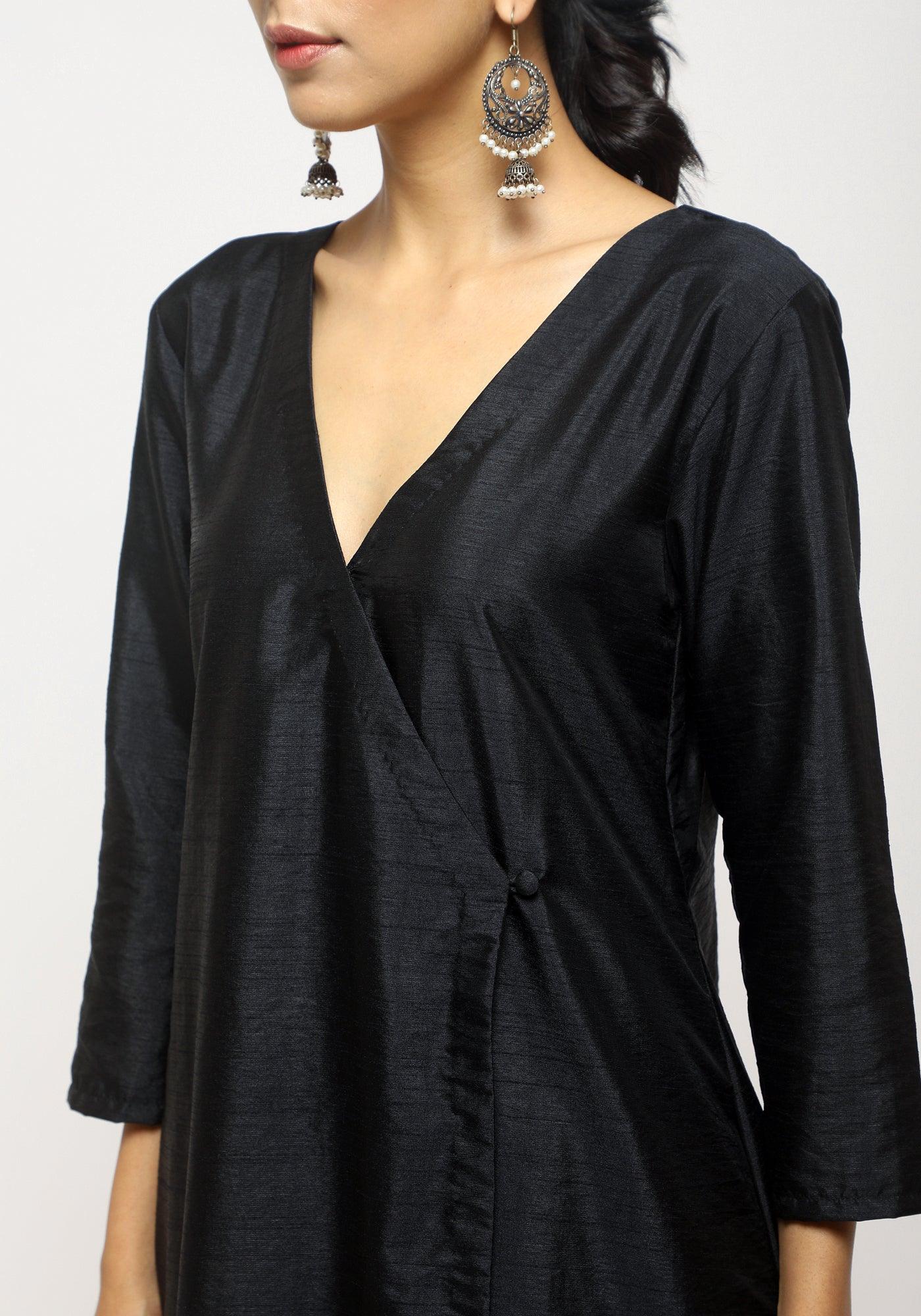 trueBrowns Black Angrakha Set | Swadesiicart