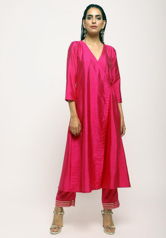 trueBrowns Pink Angrakha Foil Pant | Swadesiicart