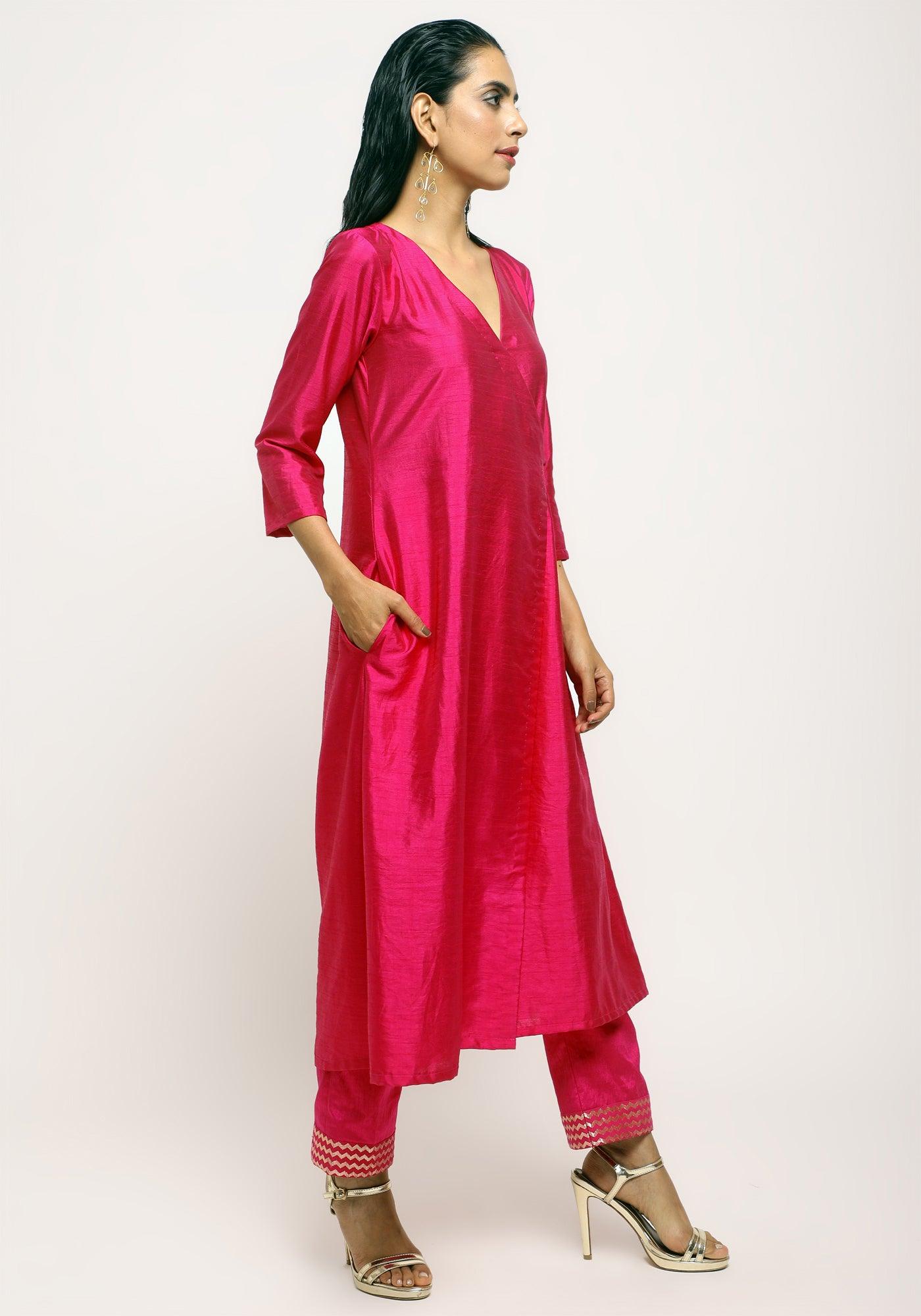 trueBrowns Pink Angrakha Foil Pant | Swadesiicart