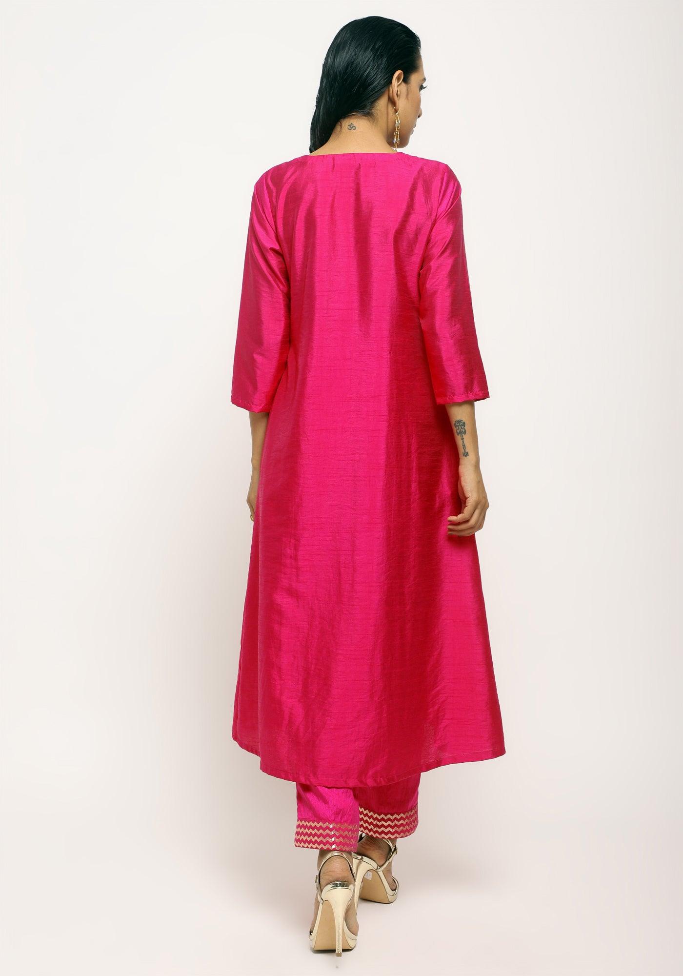 trueBrowns Pink Angrakha Foil Pant | Swadesiicart