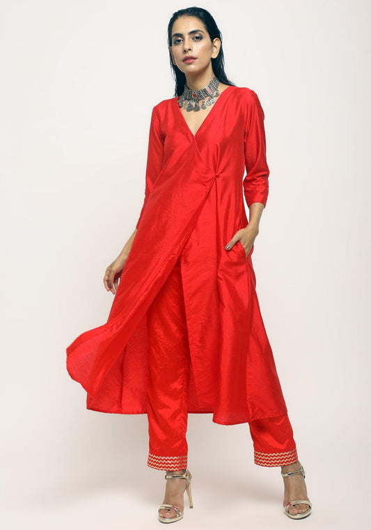 trueBrowns Orange Angrakha Foil Pant | Swadesiicart