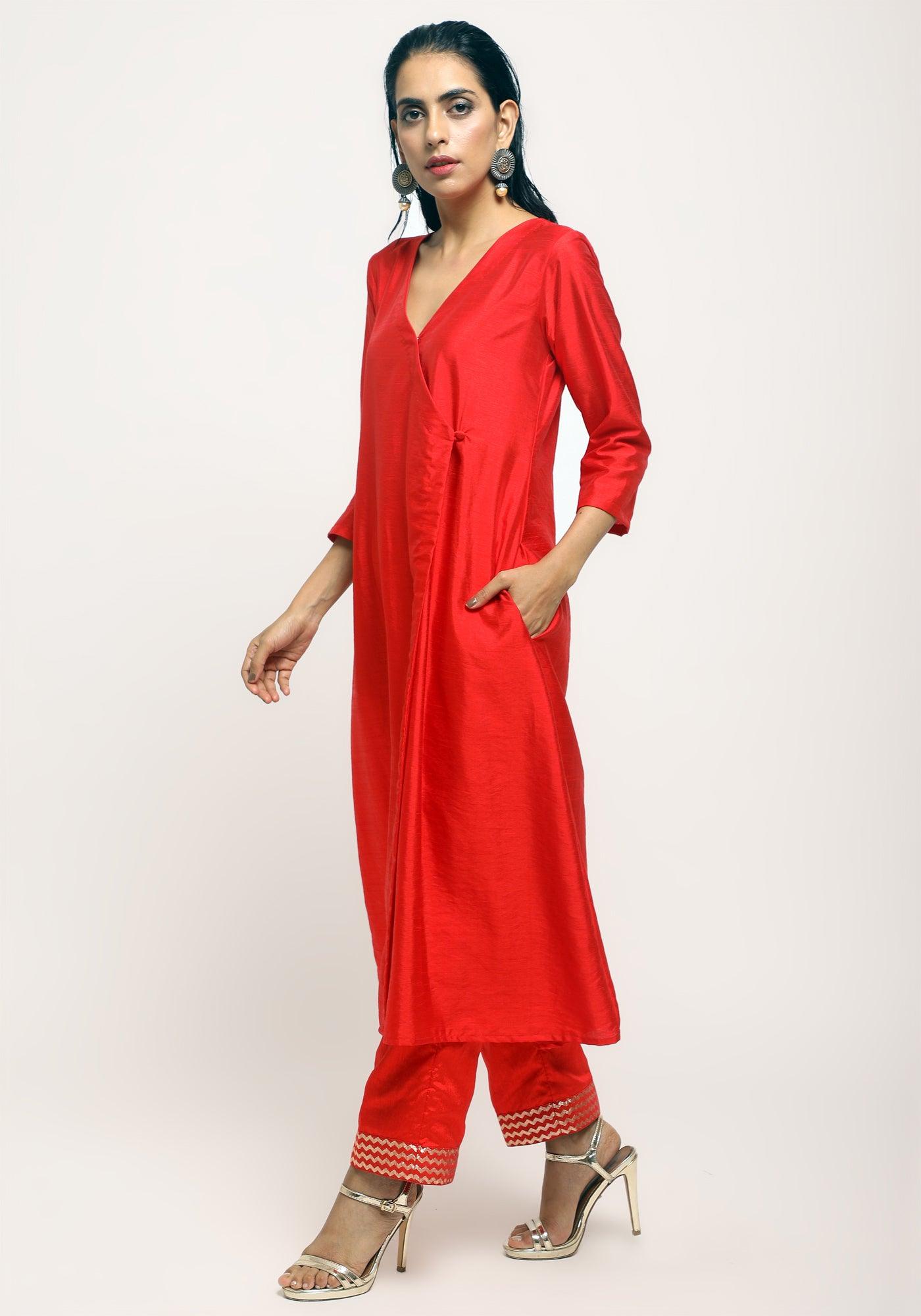 trueBrowns Orange Angrakha Foil Pant | Swadesiicart
