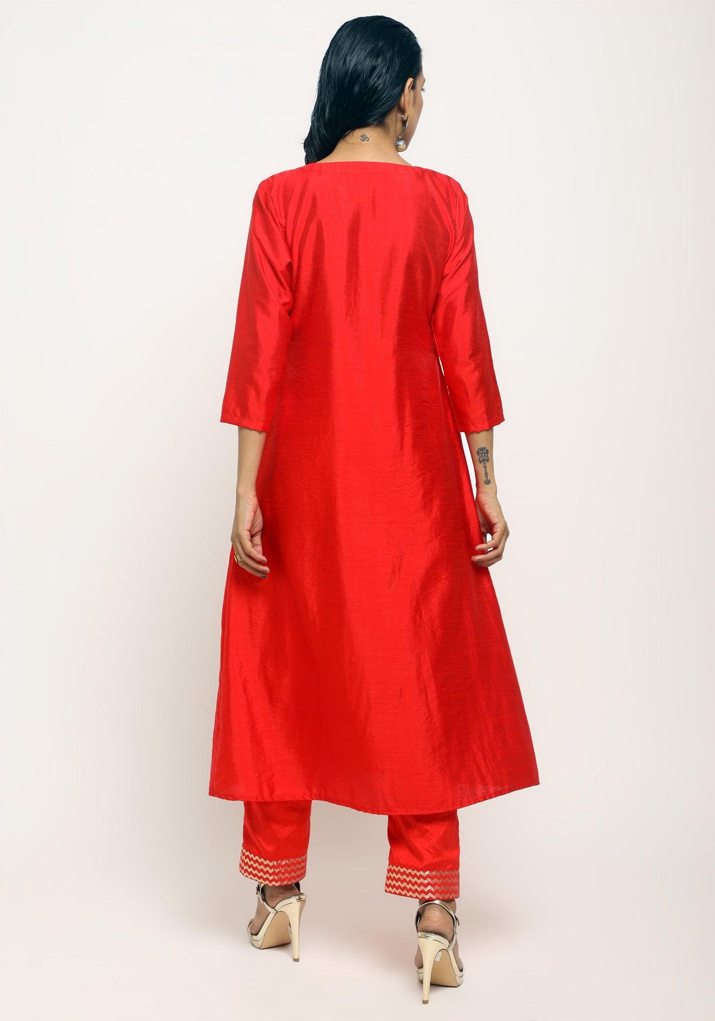 trueBrowns Orange Angrakha Foil Pant | Swadesiicart