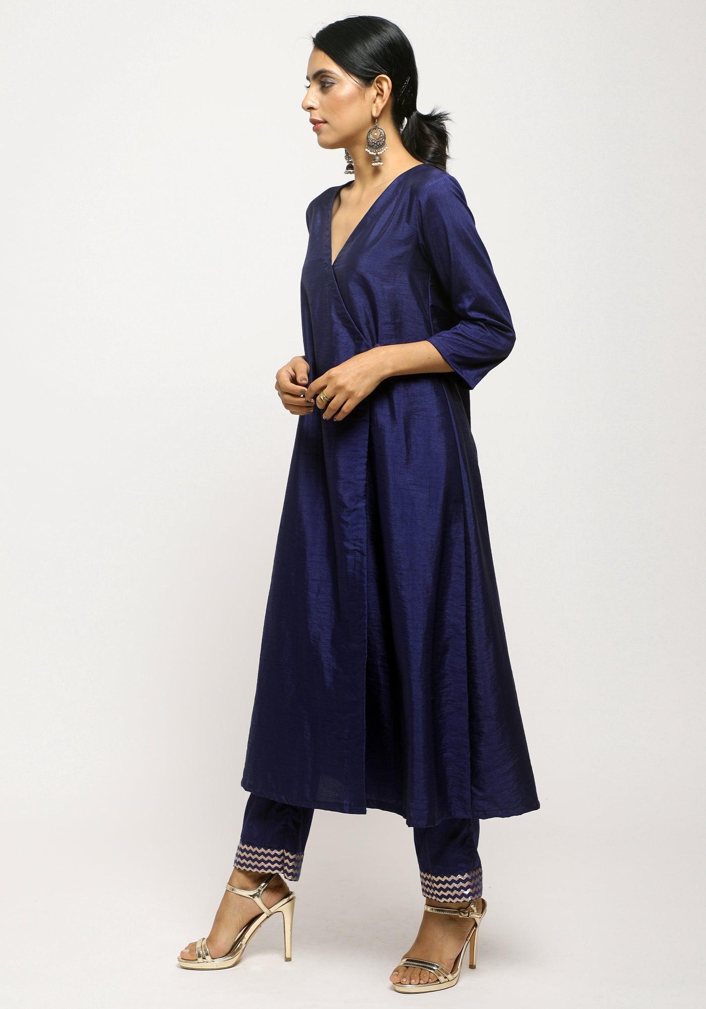 trueBrowns Blue Angrakha Foil Pant | Swadesiicart