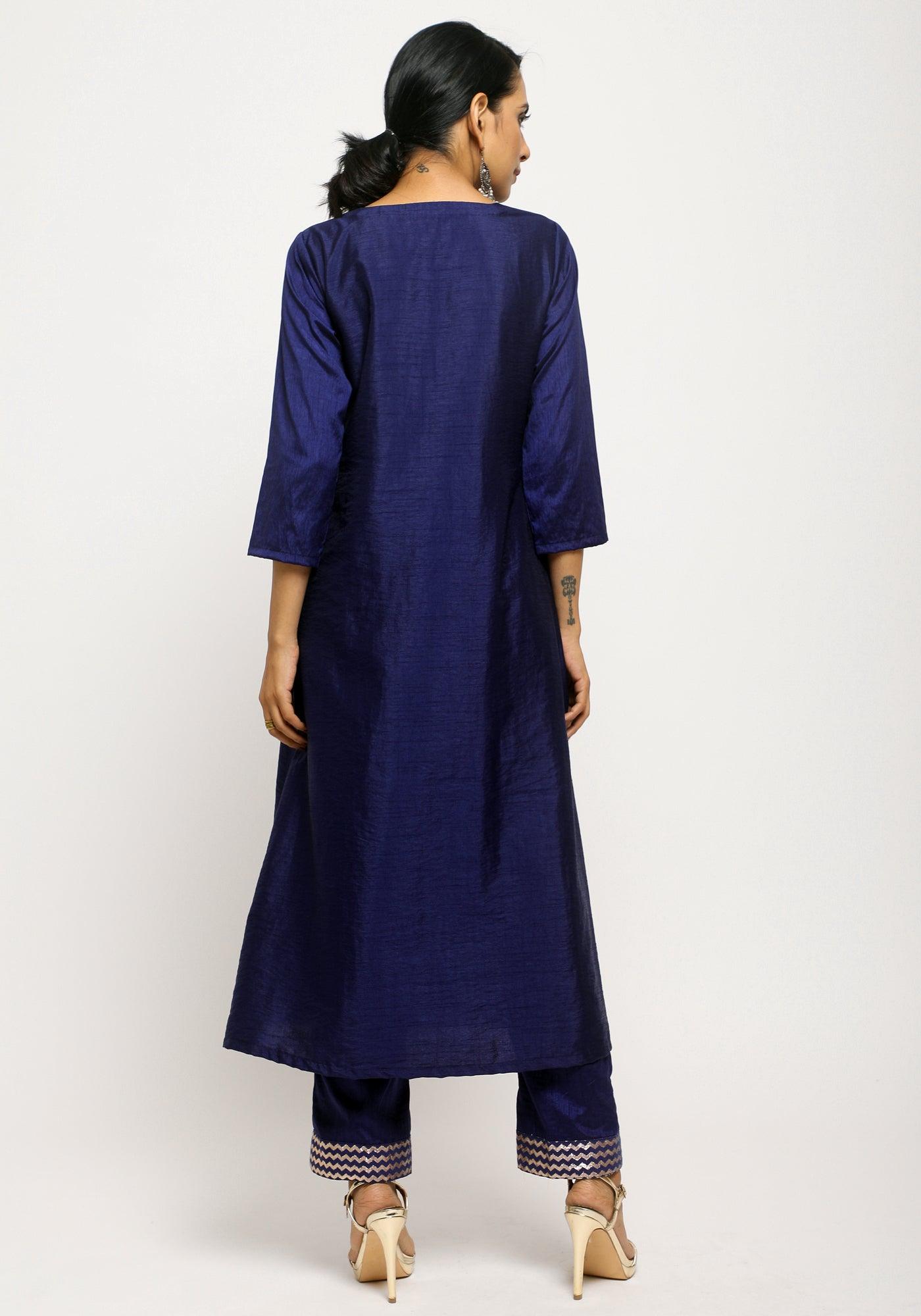 trueBrowns Blue Angrakha Foil Pant | Swadesiicart