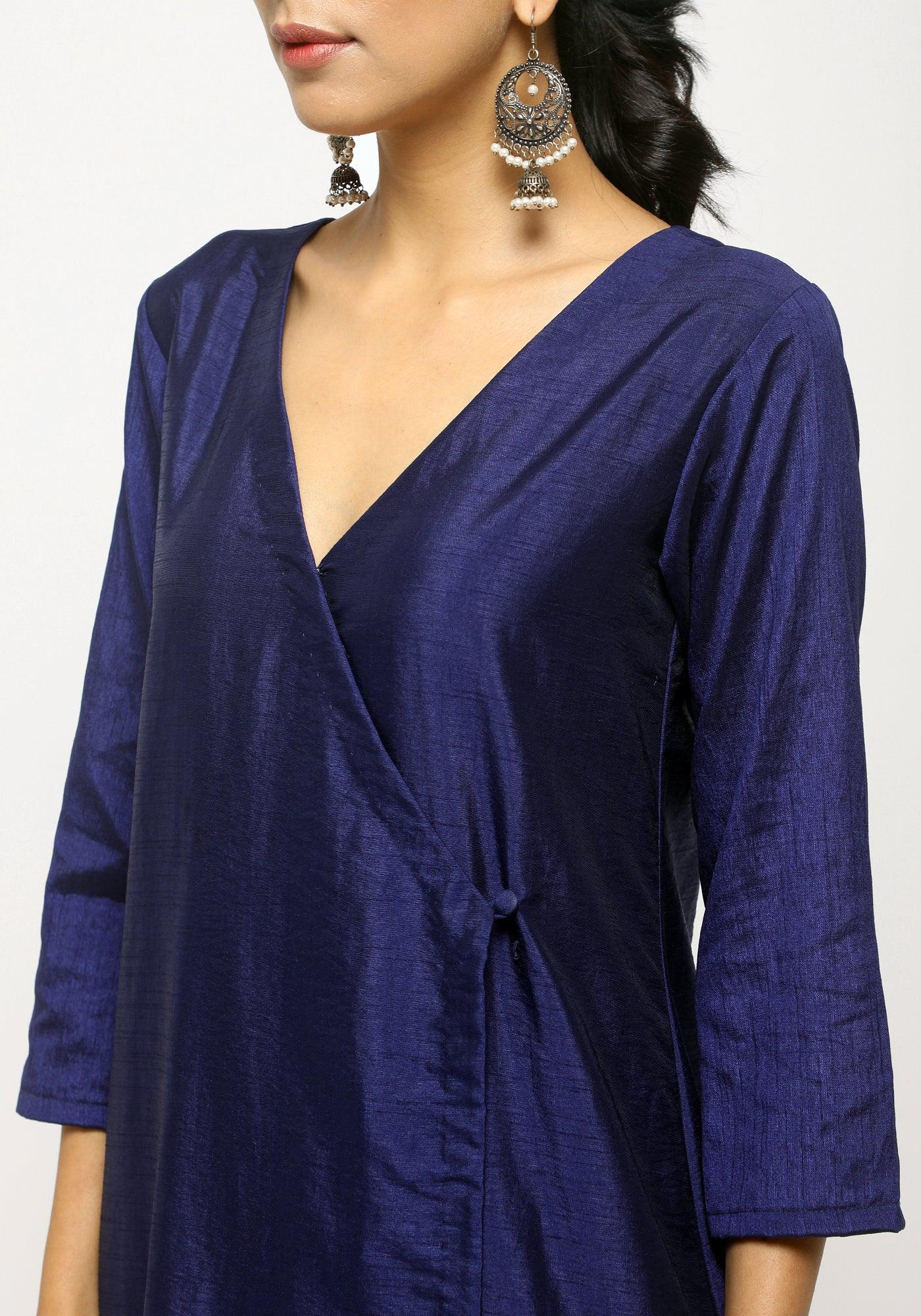 trueBrowns Blue Angrakha Foil Pant | Swadesiicart