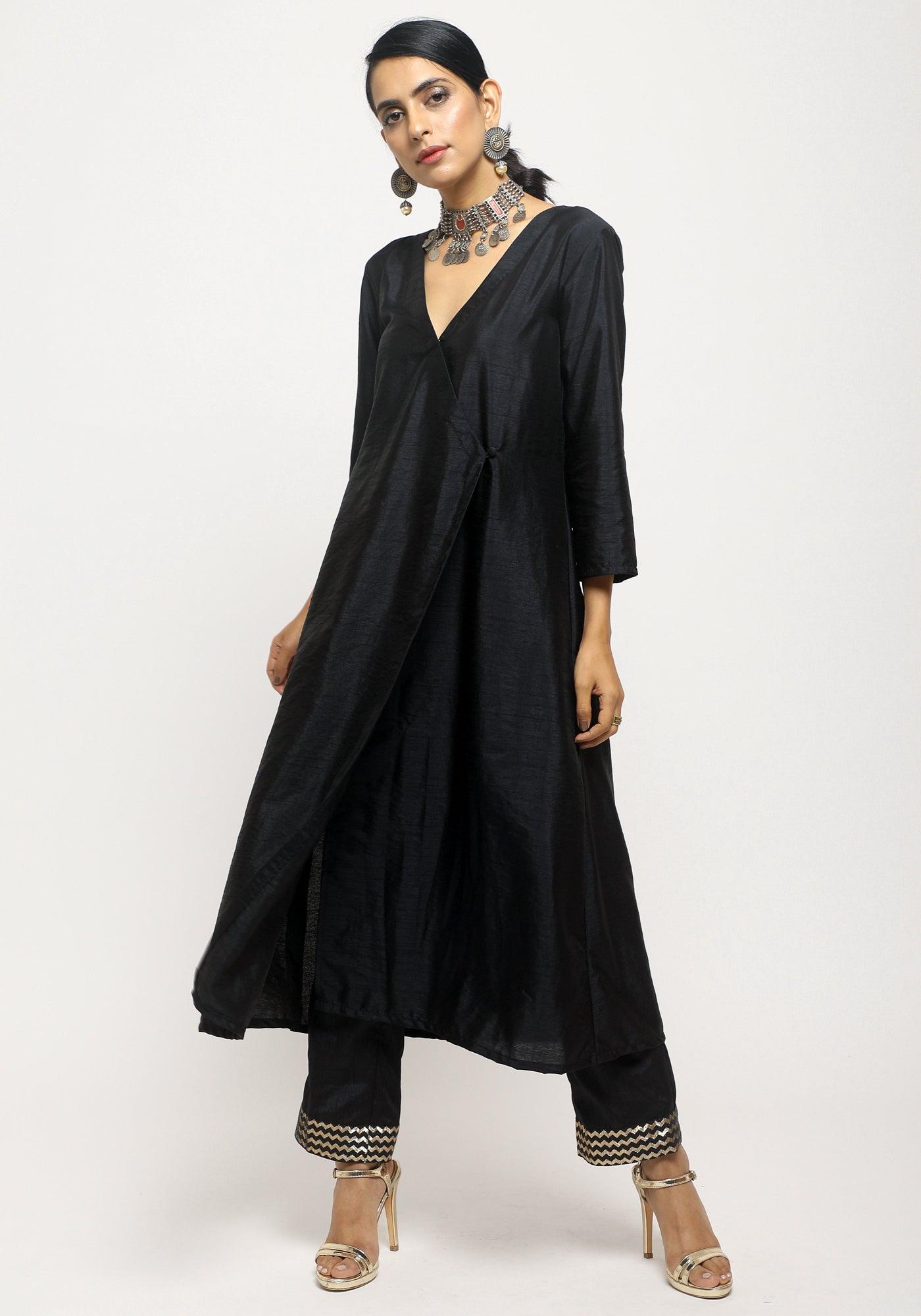 trueBrowns Black Angrakha Foil Pant | Swadesiicart