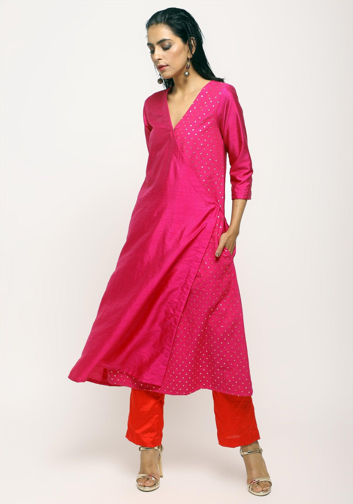 trueBrowns Pink Foil Angrakha Set | Swadesiicart