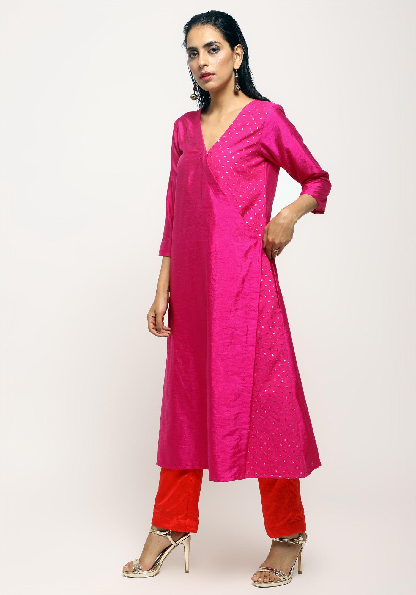 trueBrowns Pink Foil Angrakha Set | Swadesiicart