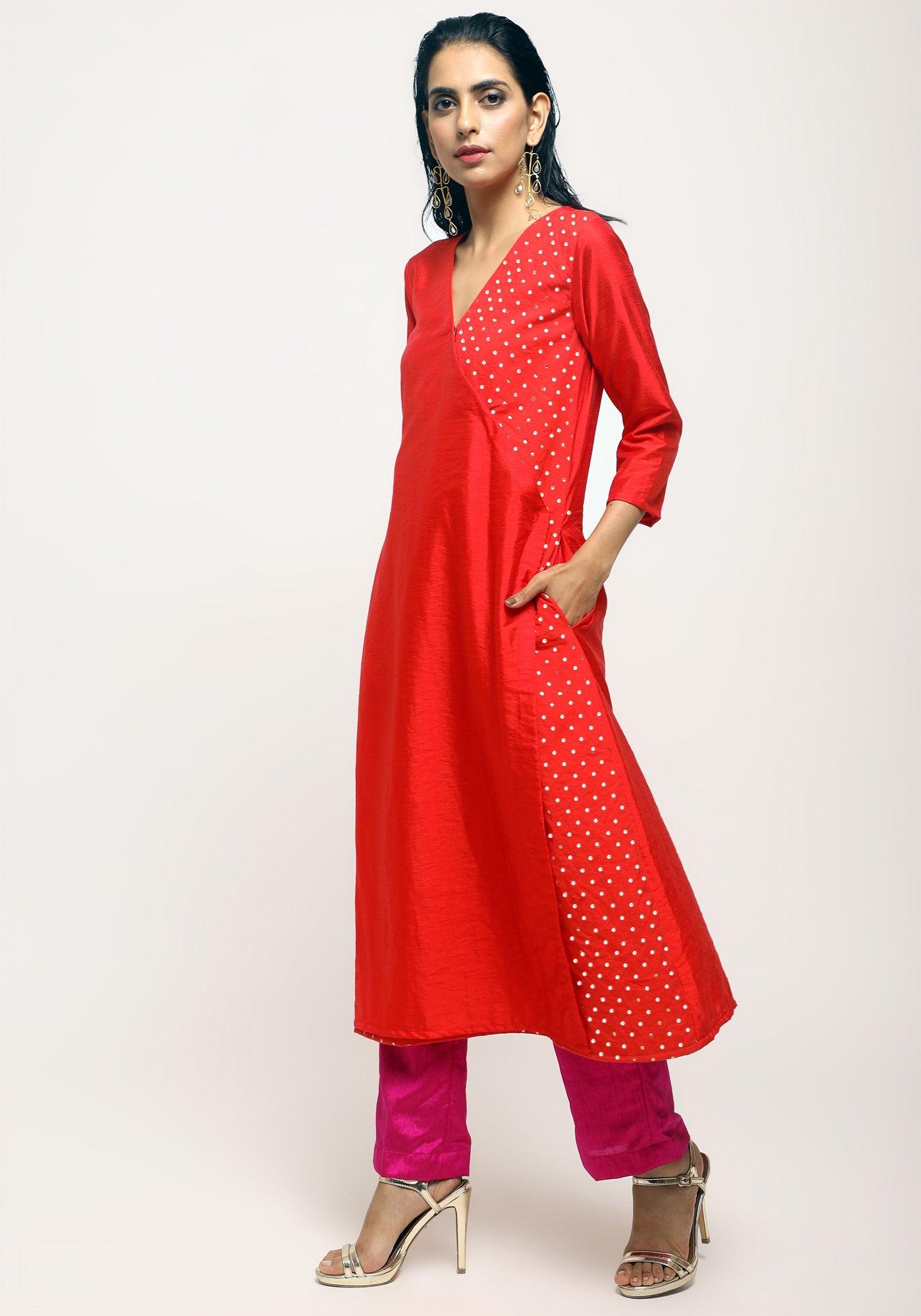trueBrowns Orange Foil Angrakha Set | Swadesiicart