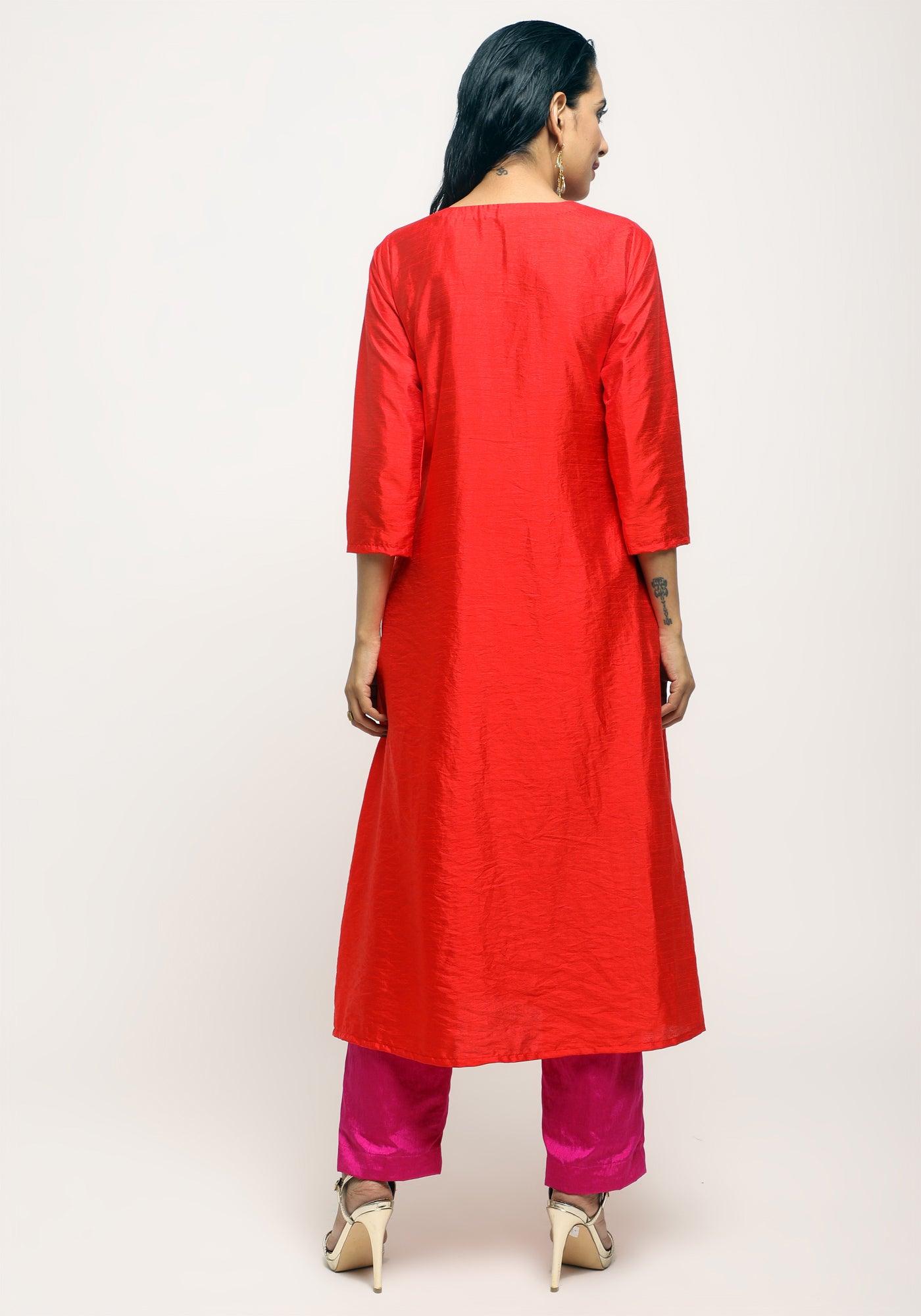 trueBrowns Orange Foil Angrakha Set | Swadesiicart