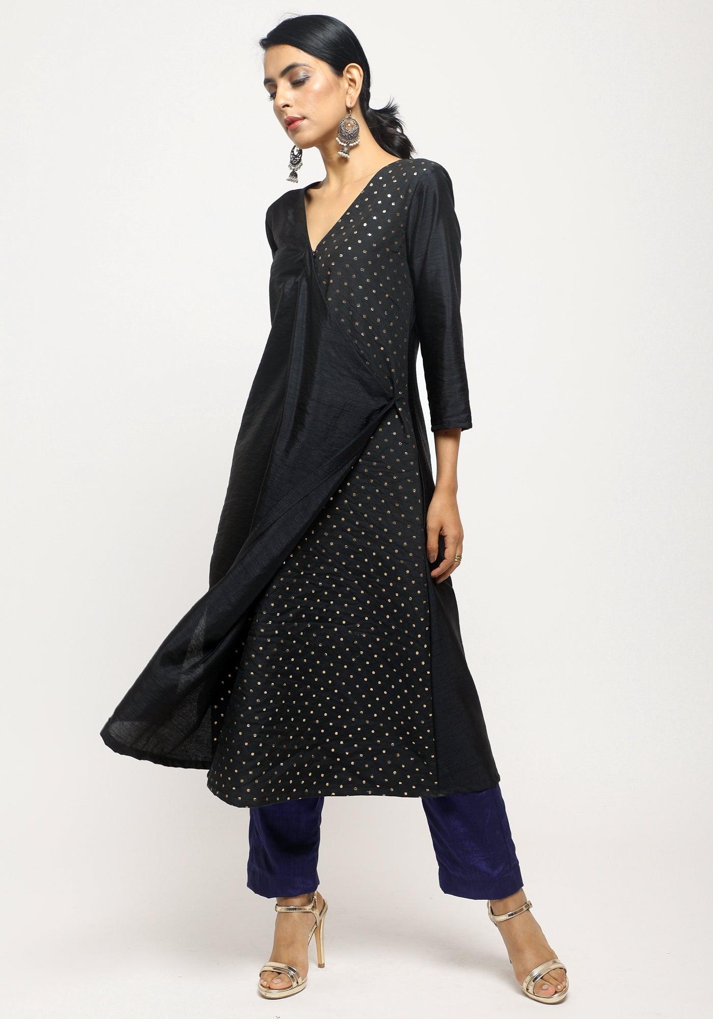 trueBrowns Black Foil Angrakha Set | Swadesiicart