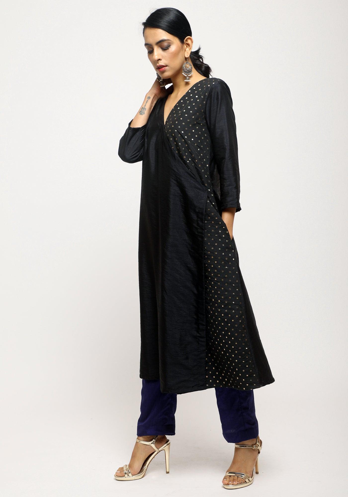 trueBrowns Black Foil Angrakha Set | Swadesiicart