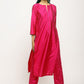 trueBrowns Pink Foil High Slit Set | Swadesiicart