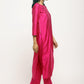 trueBrowns Pink Foil High Slit Set | Swadesiicart