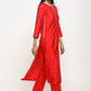 trueBrowns Orange Foil High Slit Set | Swadesiicart
