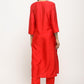trueBrowns Orange Foil High Slit Set | Swadesiicart