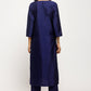 trueBrowns Blue Foil High Slit Set | Swadesiicart