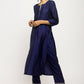 trueBrowns Blue Foil High Slit- Foil Pant | Swadesiicart