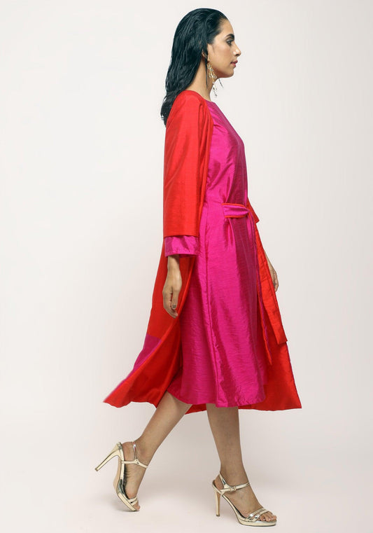 trueBrowns Orange Pink Silk Jacket | Swadesiicart