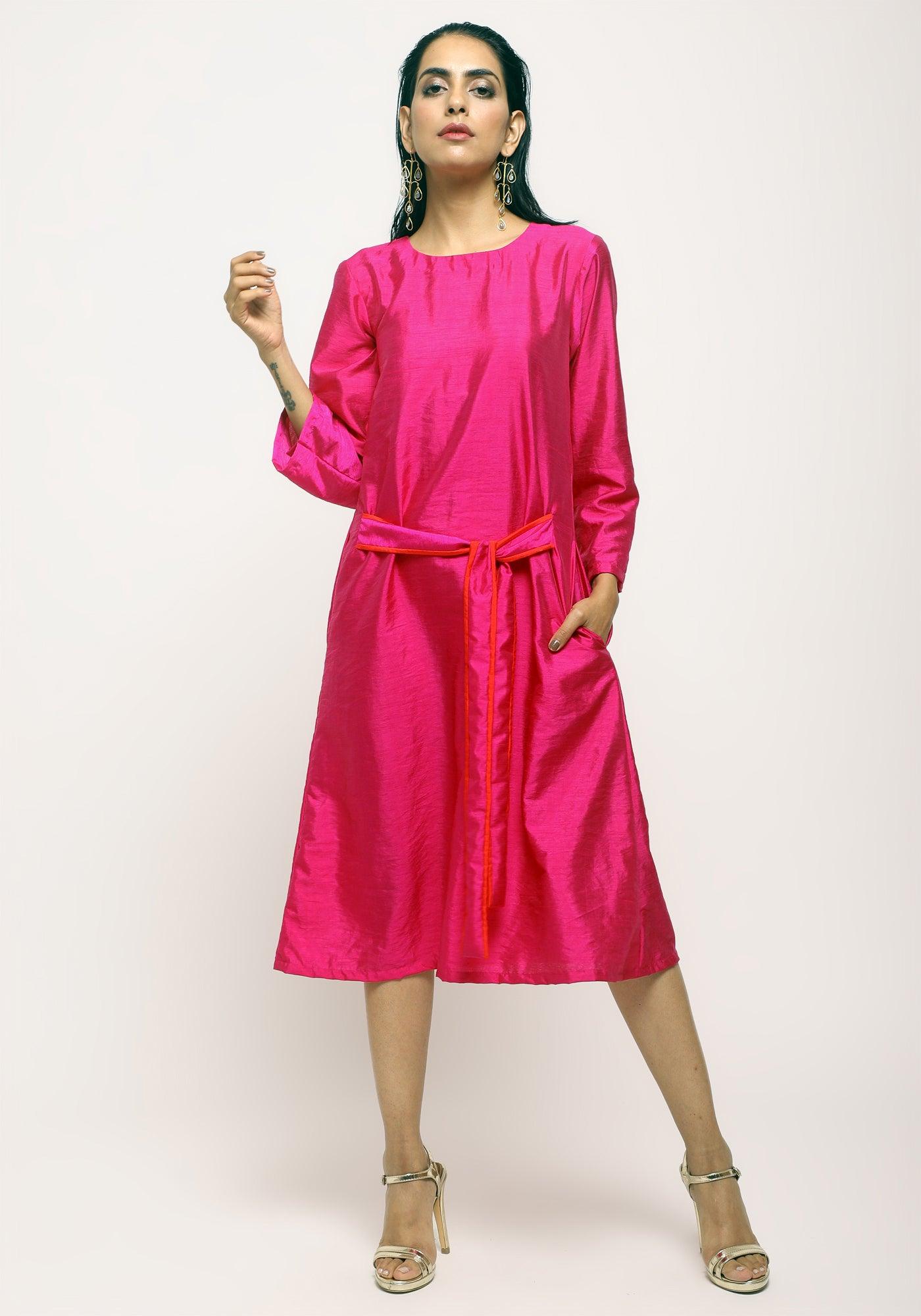 trueBrowns Orange Pink Jacket Dress Set | Swadesiicart