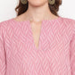 trueBrowns Pink Floral Dobby Cuff Dress | Swadesiicart