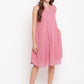 trueBrowns Pink Pin-Tucks Dress | Swadesiicart