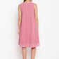 trueBrowns Pink Pin-Tucks Dress | Swadesiicart