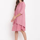 trueBrowns Pink Pin-Tucks Dress Reversible Jacket | Swadesiicart