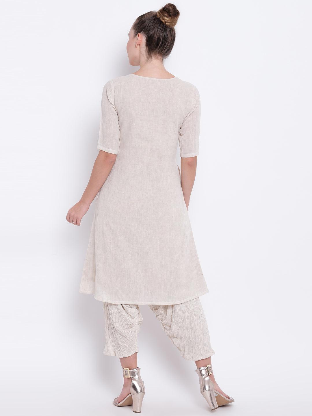 trueBrowns Beige Pure Cotton Angrakha | Swadesiicart