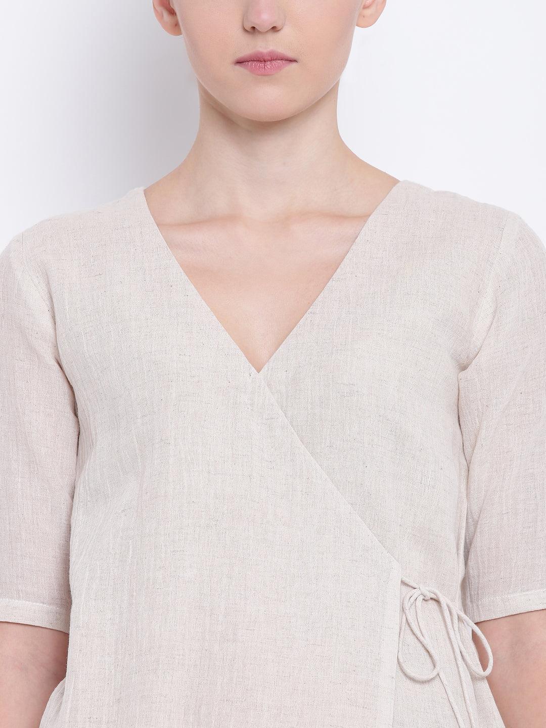 trueBrowns Beige Pure Cotton Angrakha | Swadesiicart