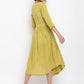 trueBrowns Cotton Overlap Flare Dress - Green | Swadesiicart