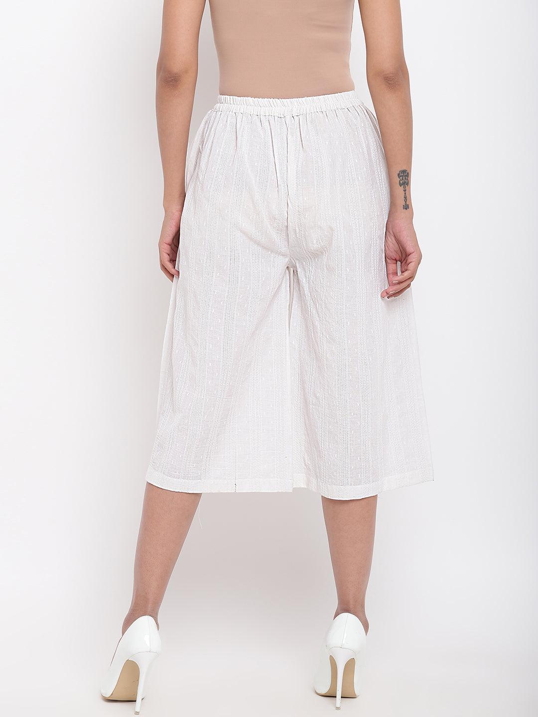 trueBrowns White Cotton Pant | Swadesiicart